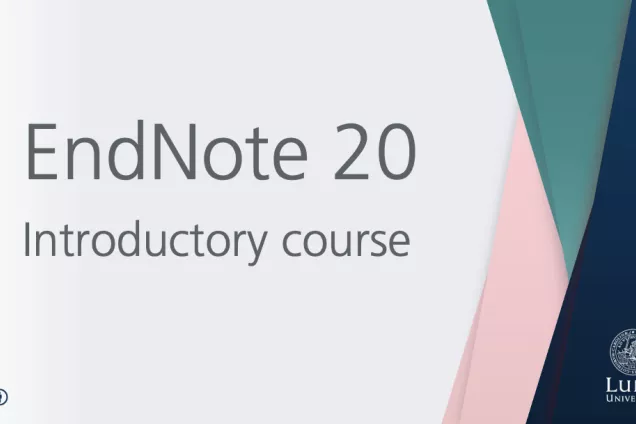 Powerpointslide with the text EndNote20 introductory course.